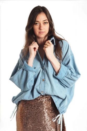 Chemise en denim réglable à la taille 8PM | Marine