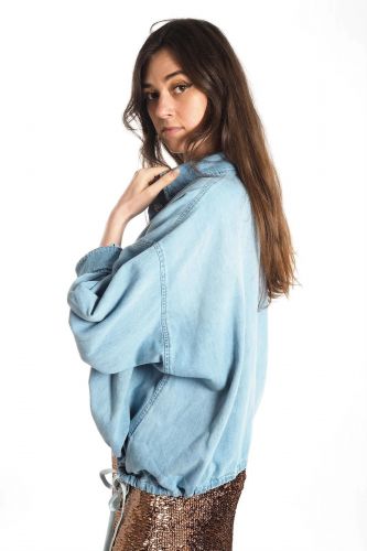 Chemise en denim réglable à la taille 8PM | Marine