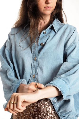 Chemise en denim réglable à la taille 8PM | Marine