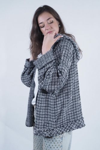 8PM veste Noir/blanc femmes (Hoodies zip tweed - ARCADIA) - Marine | Much more than shoes