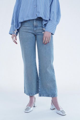 8PM pantalon Bleu femmes (Jeans denim foil - KALESMA loose) - Marine | Much more than shoes