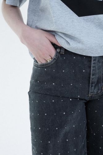 Jeans à paillettes gris 8PM | Marine