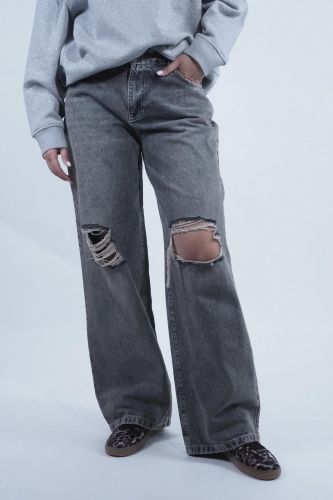 8PM pantalon Jeans femmes (Jeans long uni gris déchiré - FOOTHILL ) - Marine | Much more than shoes