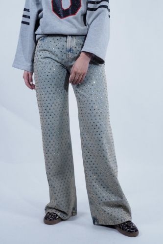 8PM pantalon Jeans femmes (Jeans strass bleu - GLENVILLE A droit) - Marine | Much more than shoes