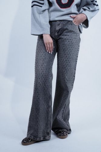 8PM pantalon Gris femmes (Jeans strass gris - GLENVILLE A droit) - Marine | Much more than shoes