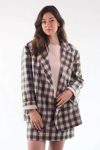 Jupe courte carreaux sequins 8PM | Marine