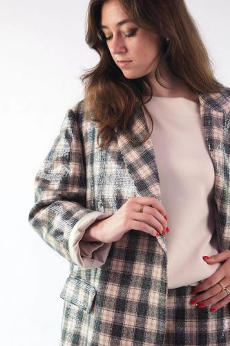 Jupe courte carreaux sequins 8PM | Marine