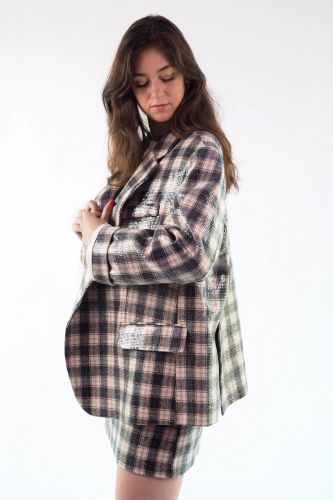 Jupe courte carreaux sequins 8PM | Marine