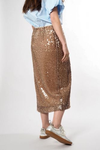 8PM jupe Brun femmes (Jupe sequins - BELGRADO jupe paillettes marro) - Marine | Much more than shoes