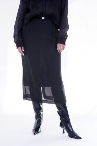 Jupe transparente en organza noir 8PM | Marine