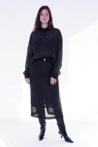 Jupe transparente en organza noir 8PM | Marine