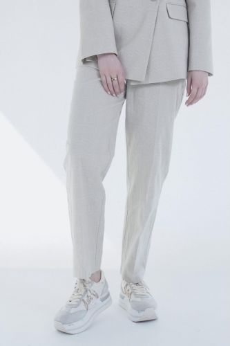 Pantalon en toile de coton prince de Galles 8PM | Marine