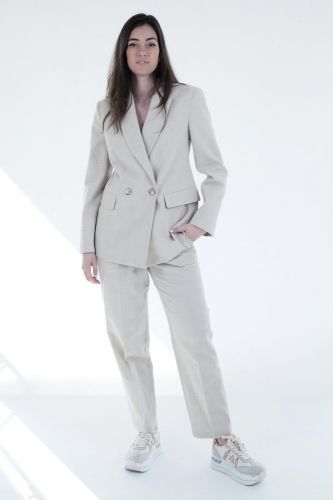 Pantalon en toile de coton prince de Galles 8PM | Marine