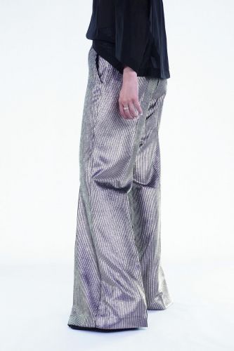 Pantalon en velours metal or double boutonnage 8PM | Marine