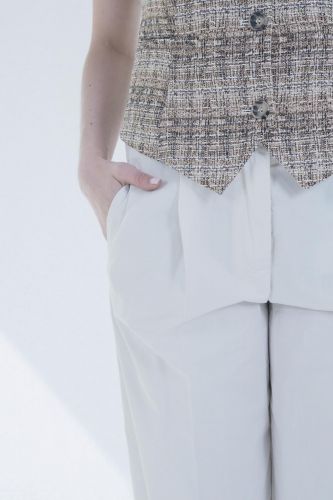 Pantalon palazzo en lin viscose écru 8PM | Marine