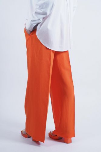 Pantalon large en lin orange 8PM | Marine