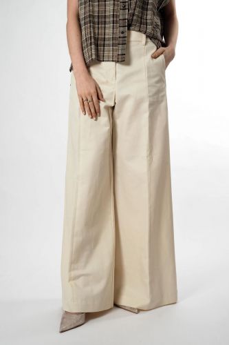 8PM pantalon Beige femmes (Pantalon palazzo beige - ISTANBUL pantalon beige) - Marine | Much more than shoes