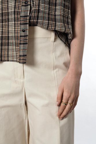 8PM pantalon Beige femmes (Pantalon palazzo beige - ISTANBUL pantalon beige) - Marine | Much more than shoes