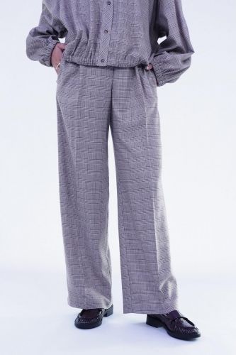 Pantalon à pince à motif Prince de Galles beige 8PM | Marine