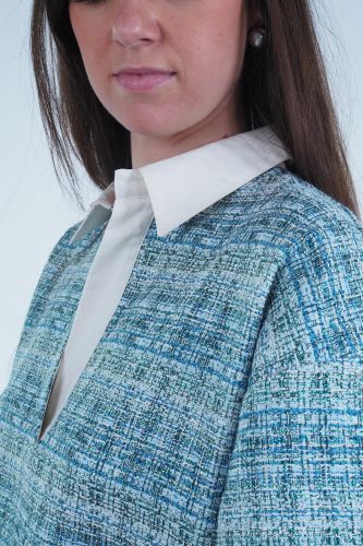 Polo en tweed lurex bleu 8PM | Marine