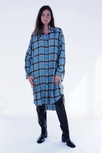 Robe à carreaux turquoise avec 8 dans le dos 8PM | Marine