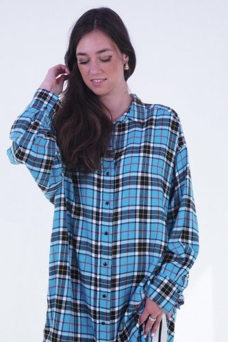 Robe à carreaux turquoise avec 8 dans le dos 8PM | Marine