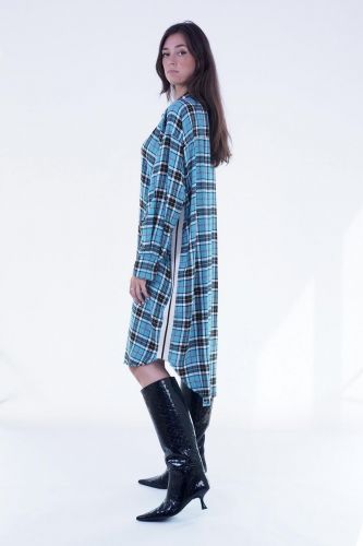 Robe à carreaux turquoise 8PM | Marine