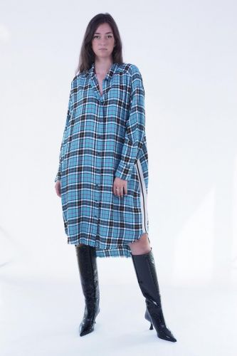 Robe à carreaux turquoise 8PM | Marine