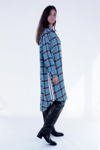 Robe à carreaux turquoise 8PM | Marine