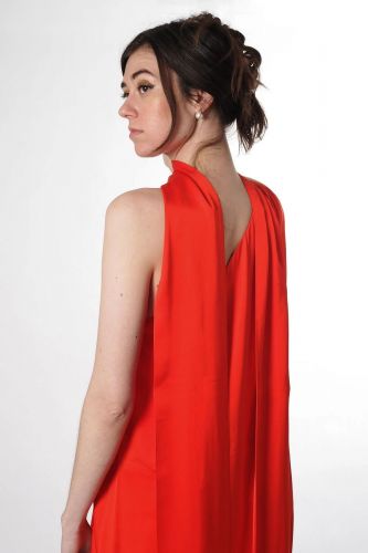 Robe longue satinée orange 8PM | Marine