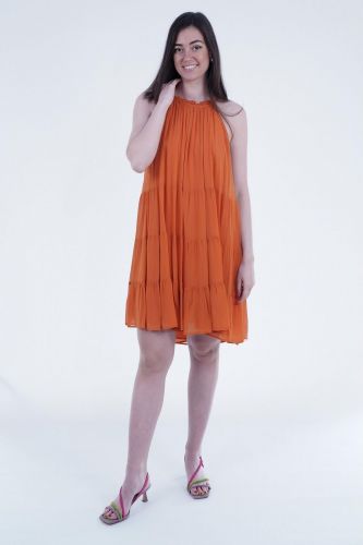 8PM robe Orange femmes (Robe plissée soleil - RITZ ruggine) - Marine | Much more than shoes