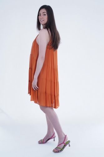 8PM robe Orange femmes (Robe plissée soleil - RITZ ruggine) - Marine | Much more than shoes