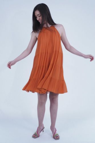 8PM robe Orange femmes (Robe plissée soleil - RITZ ruggine) - Marine | Much more than shoes