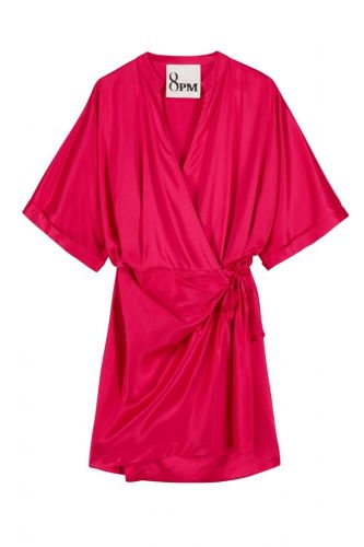8PM robe Fuschia femmes (Robe satin - ANICE Robe courte fuxia) - Marine | Much more than shoes