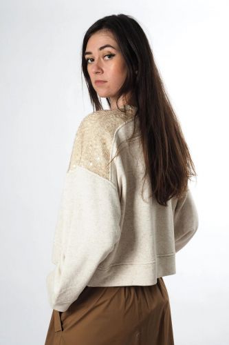 8PM sweat  Beige femmes (Sweat épaules sequins - SAONICCO sweat sequins) - Marine | Much more than shoes