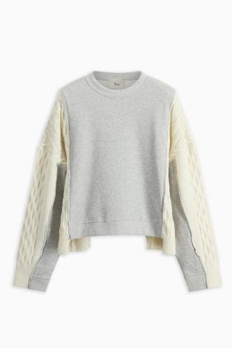 Sweat-shirt manches torsades gris chiné et écru 8PM | Marine