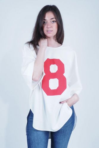 8PM tee-Shirt Blanc femmes (tee shirt chic 8 - PRINCETON) - Marine | Much more than shoes