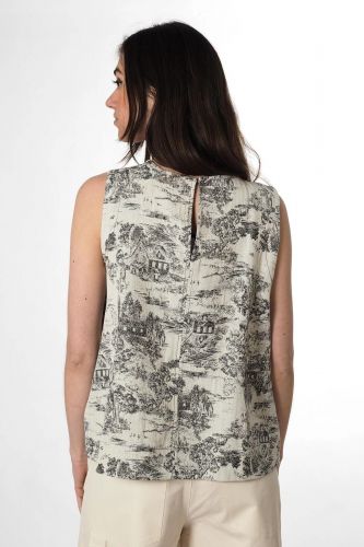 Top sans manches en toile de jouy 8PM | Marine