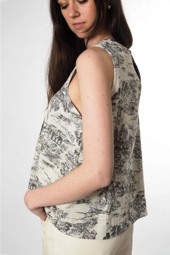 Top sans manches en toile de jouy 8PM | Marine