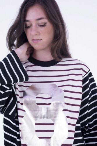 T-shirt bicolore ligné 8PM | Marine