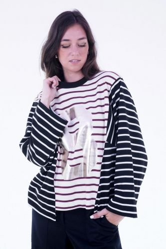 T-shirt bicolore ligné 8PM | Marine