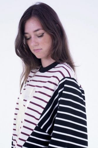 T-shirt bicolore ligné 8PM | Marine