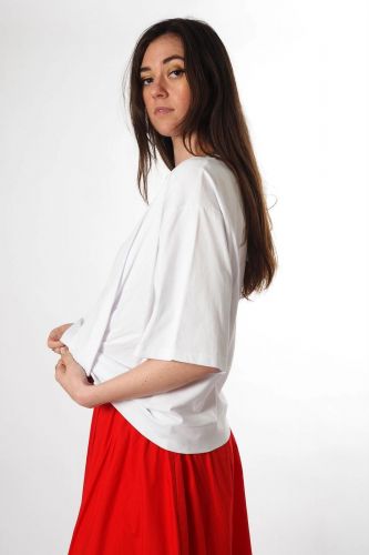 T-shirt blanc avec noeud sur le devant 8PM | Marine