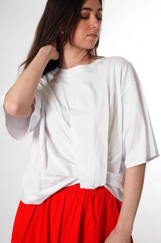 T-shirt blanc avec noeud sur le devant 8PM | Marine