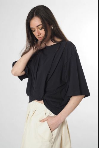 8PM tee-Shirt Bleu femmes (Tshirt noeud devant navy - KUALA LUMPUR tshirt noeud deva) - Marine | Much more than shoes