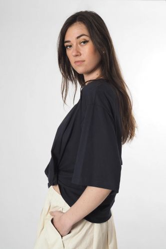 8PM tee-Shirt Bleu femmes (Tshirt noeud devant navy - KUALA LUMPUR tshirt noeud deva) - Marine | Much more than shoes