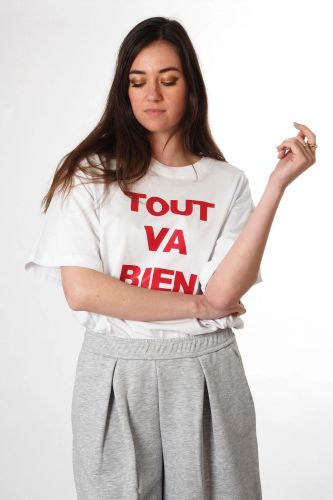 T-shirt blanc et rouge TOUT VA BIEN 8PM | Marine