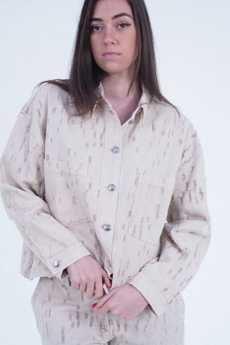 8PM veste Beige femmes (Veste denim trous - GRITTI beige) - Marine | Much more than shoes