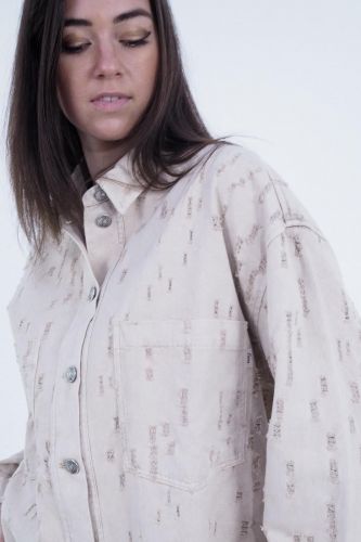 8PM veste Beige femmes (Veste denim trous - GRITTI beige) - Marine | Much more than shoes