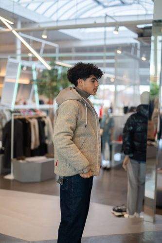 Manteau bi matière beige AFTERLABEL | Marine